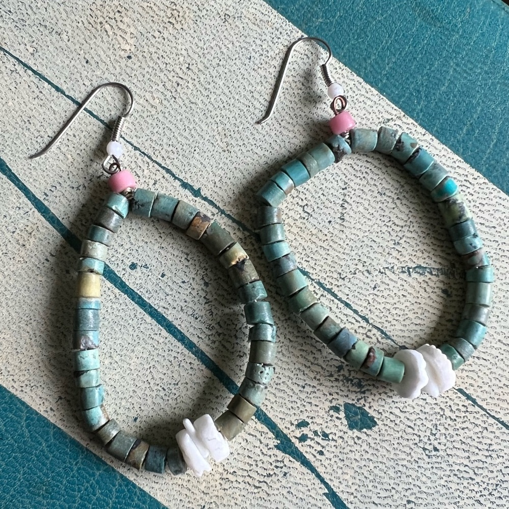 Turquoise drop circle earrings